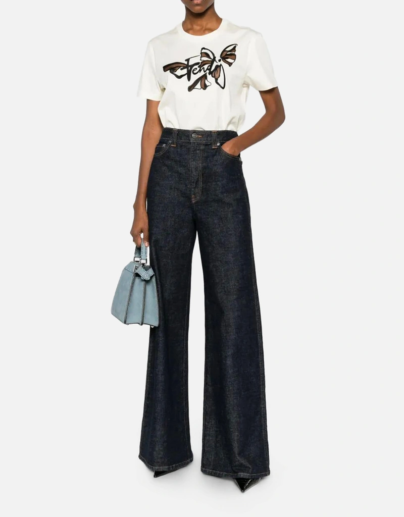 Fendi 刺繍ロゴ入りホワイトTシャツ (トップス) IFCHIC.COM