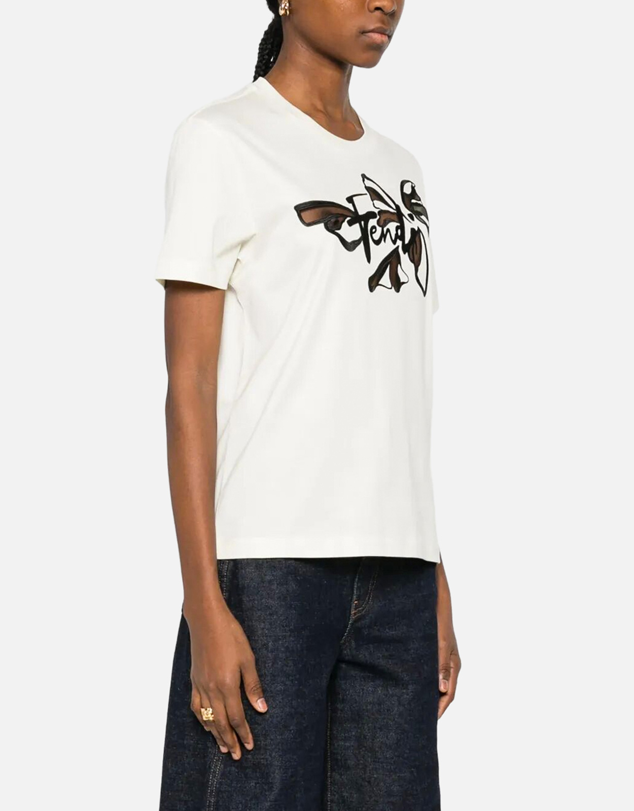 Fendi 刺繍ロゴ入りホワイトTシャツ (トップス) IFCHIC.COM