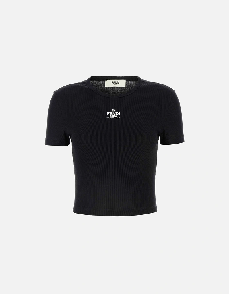 Fendi ブラックストレッチコットンTシャツ (すべての新品) IFCHIC.COM