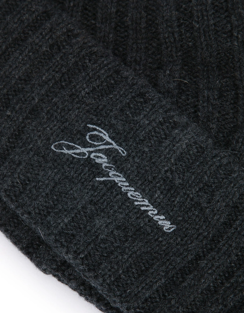 Jacquemus Cashmere Merino Wool Logo Embroidered Knit Beanie
