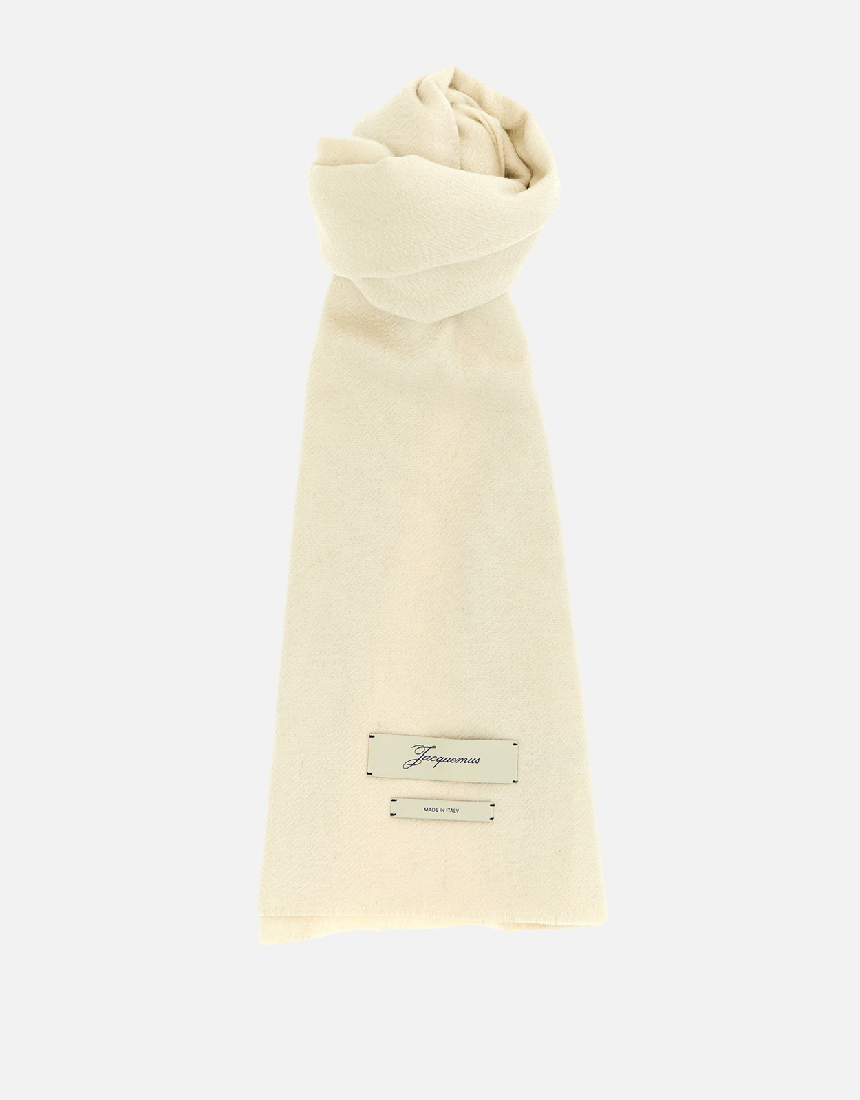 JACQUEMUS Jacquemus Men's Cachemiro Cashmere Wool Logo Patch Raw Cut Hem Scarf　Jacquemus メンズ Cachemiro カシミア ウール ロゴ パッチ ローカット ヘム スカ