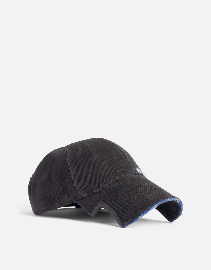 Balenciaga Men's Tilted Typo Cotton Drill Cap (Hats,Caps) IFCHIC.COM