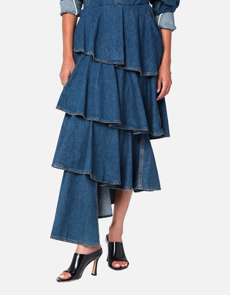 ALAÏA アシンメトリースパイラルデニムスカート (ドレス) IFCHIC.COM