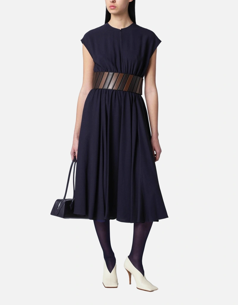 petite wrap dress Petite Emery Long Satin Long Sleeve Collared Dress Olive / 8P main image 1