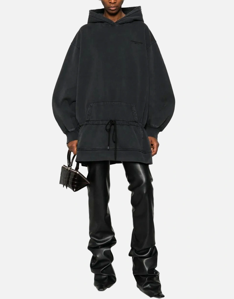 black oversized hoodie dress MM6 Maison Margiela Hood Midi Dress in Black – Diamond Dream Jewelry +  Apparel main image 1