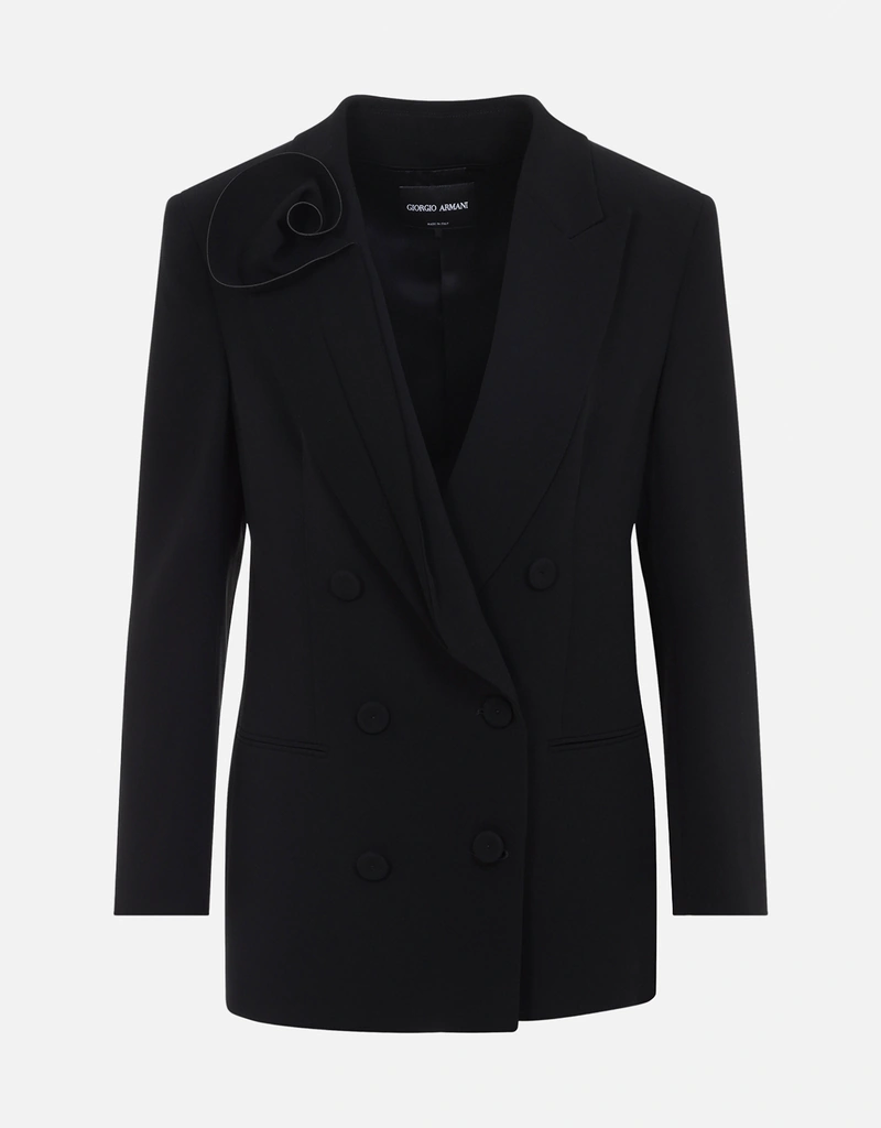 【極美品】ジョルジオアルマーニ　アンコンジャケット　シルク　ダブルフェイス　48 Giorgio Armani ダブルブレストシルクカディローズディテール