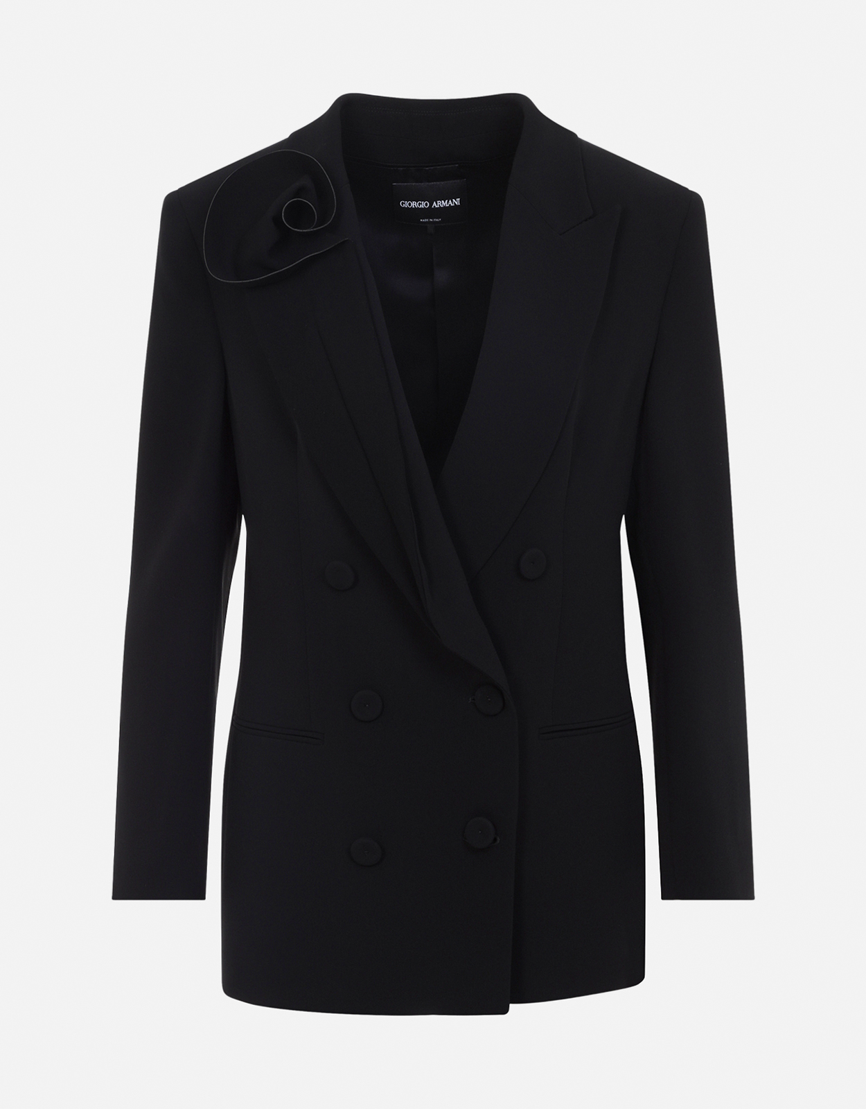 Giorgio Armani ダブルブレストシルクカディローズディテール