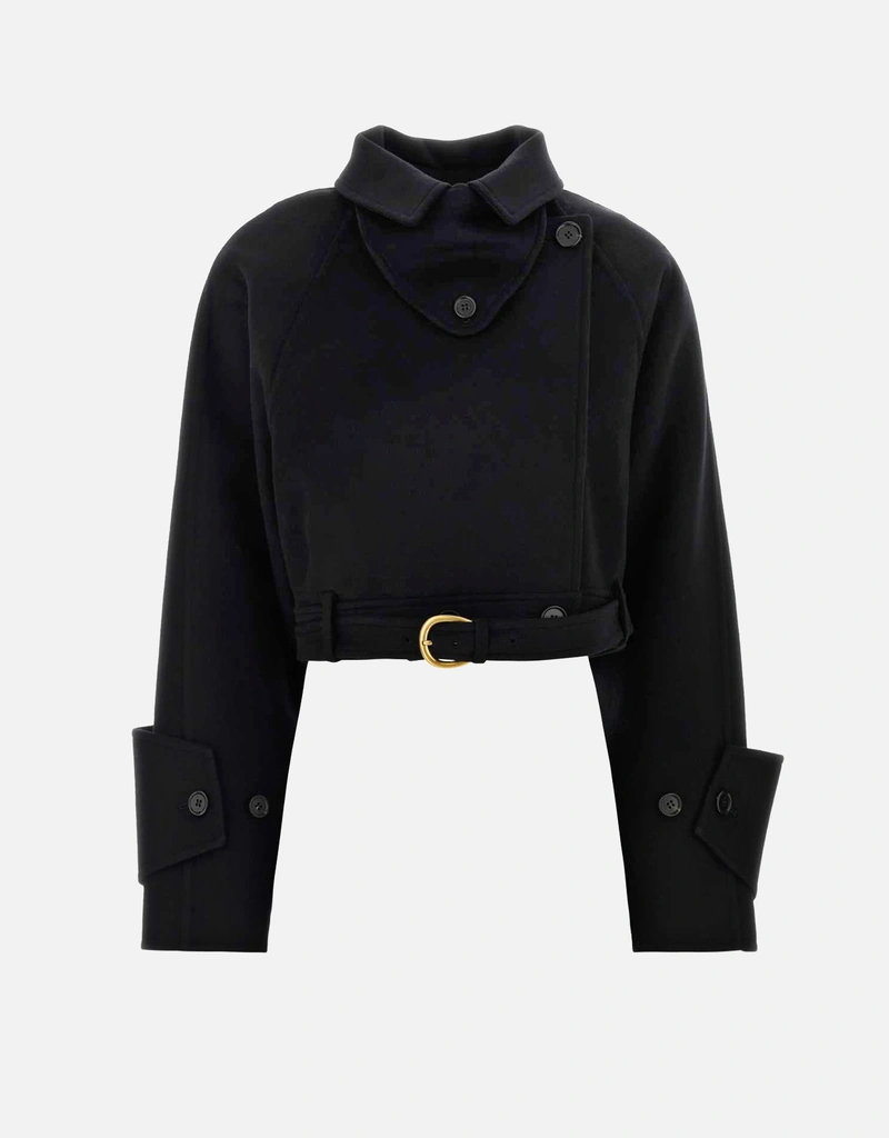 Chloé ブラックウールショートコート (すべての新品) IFCHIC.COM