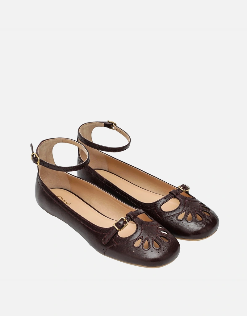 Chloé ミスティレザーバレエフラットシューズ (すべての新品) IFCHIC.COM