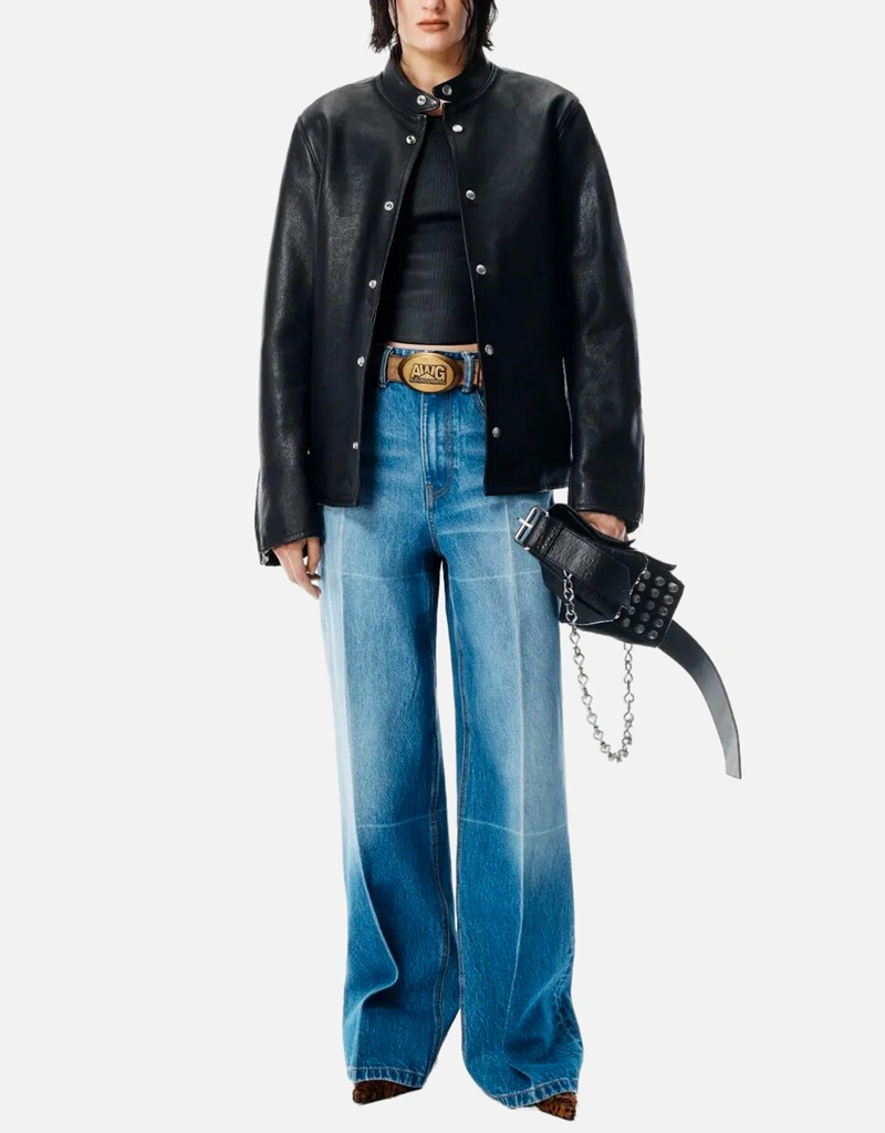 Alexander Wang ヴィンテージエフェクトマーブルブルーコットンワイド