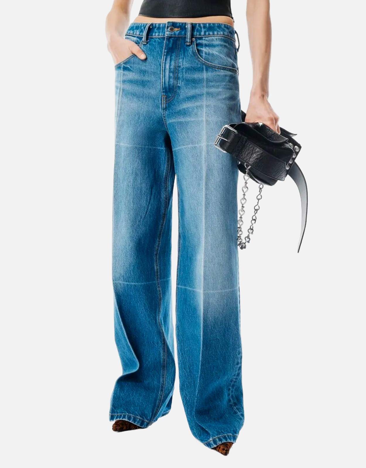 Alexander Wang ヴィンテージエフェクトマーブルブルーコットンワイド