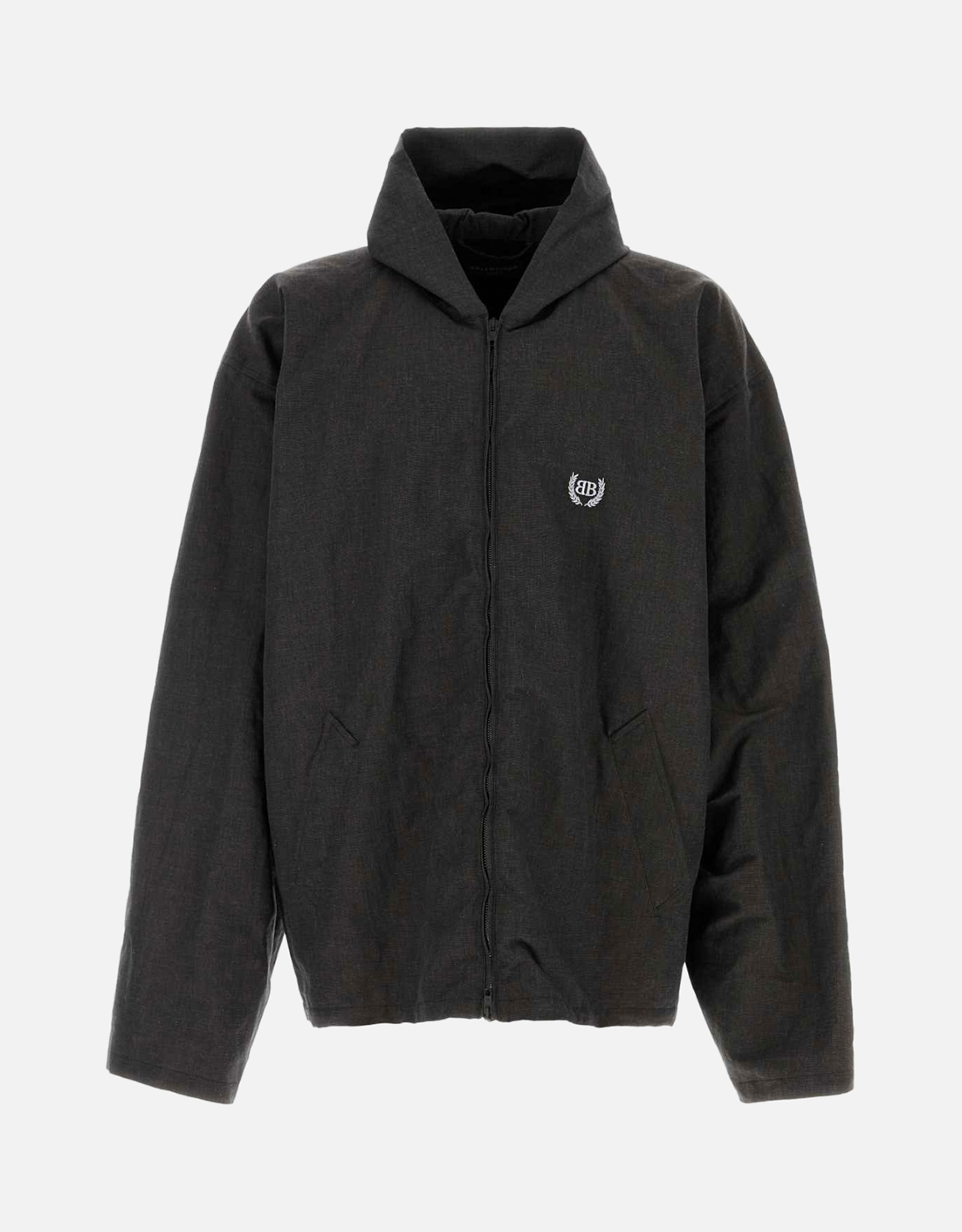 BALENCIAGA Balenciaga Men's Slate Linen Blend Hooded Zip-Up Jacket　バレンシアガ メンズ スレート リネン ブレンド フード付き ジップアップ ジャケット