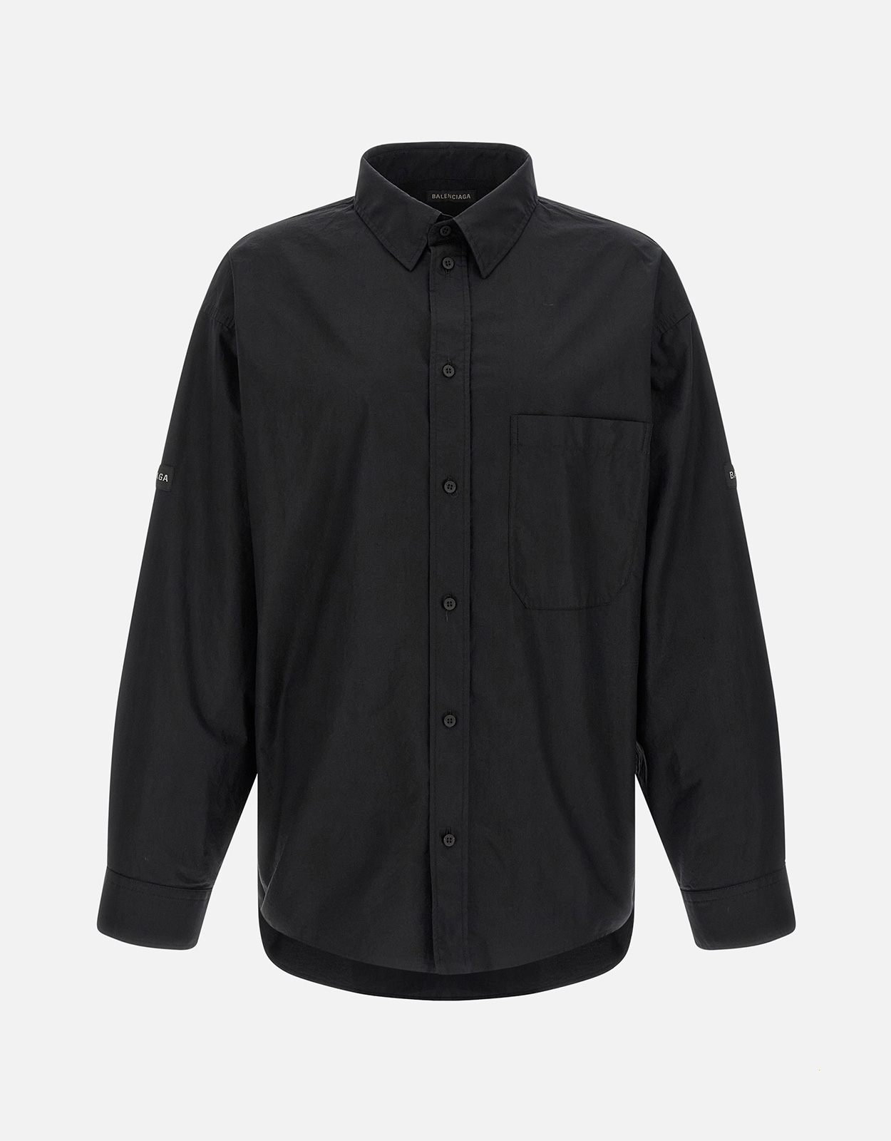 Balenciaga メンズロゴパッチコットンオーバーサイズシャツ (すべての