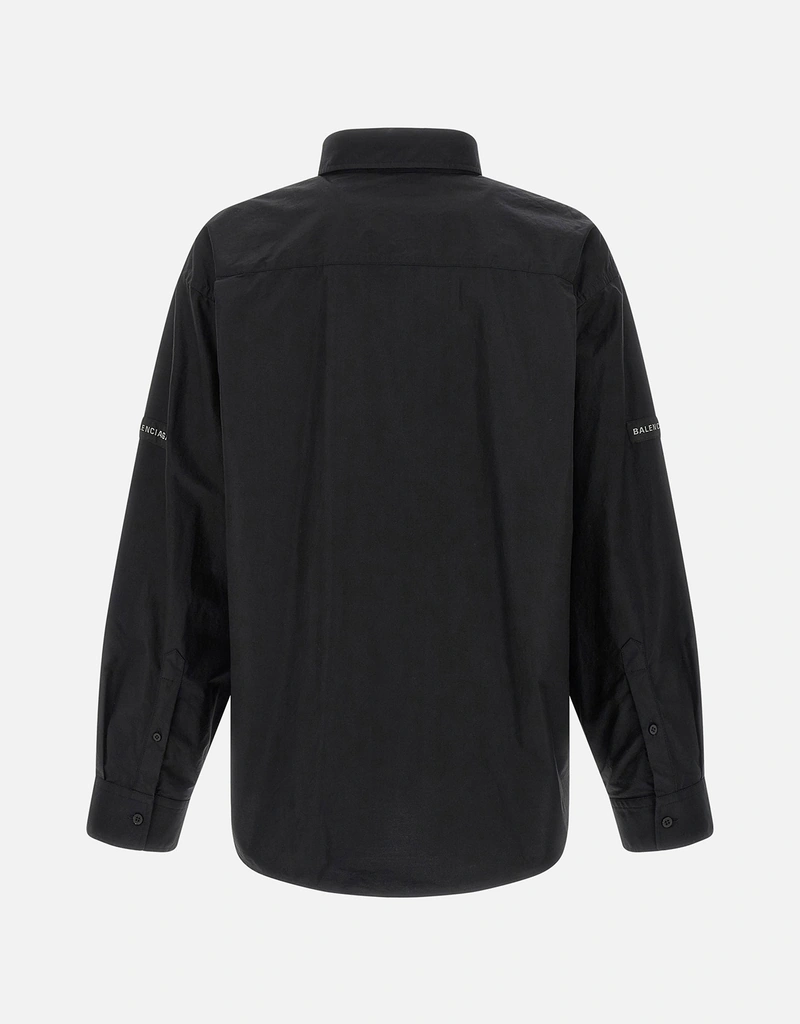 Balenciaga メンズロゴパッチコットンオーバーサイズシャツ (すべての