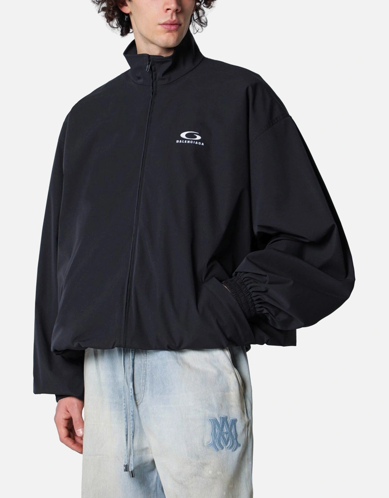 BALENCIAGA / ジップナイロンジャケット 黒 Balenciaga メンズ ウォッシュドループポリエステルジップジャケット