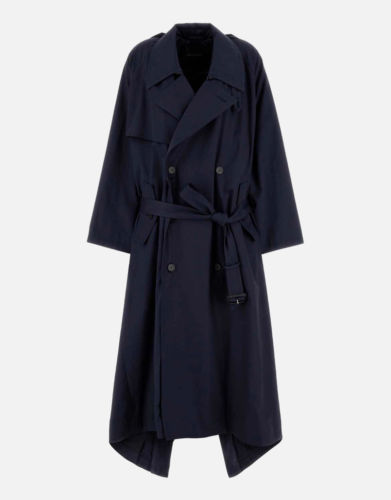 Balenciaga ネイビーブルーコットンオーバーサイズトレンチコート