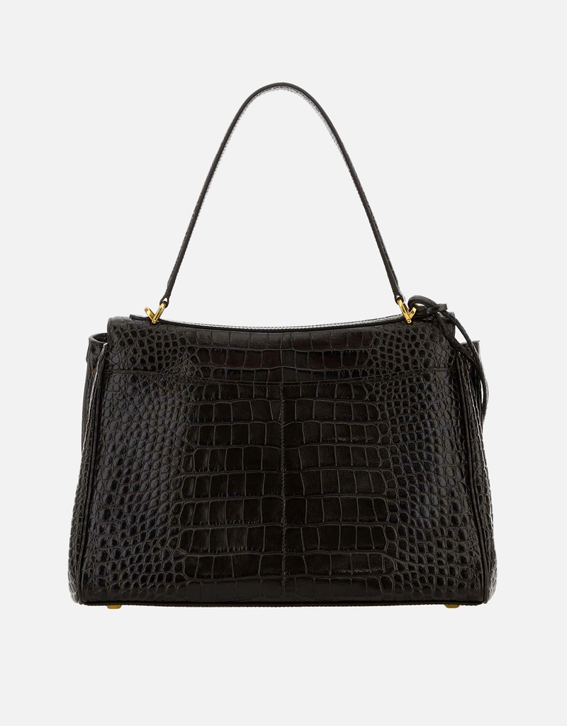 Balenciaga Rodeo Medium Crocodile Embossed Calfskin Handbag