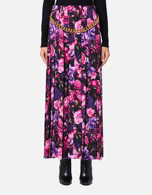 Balenciaga プリーツシルクプリントアンクル丈スカート (ドレス