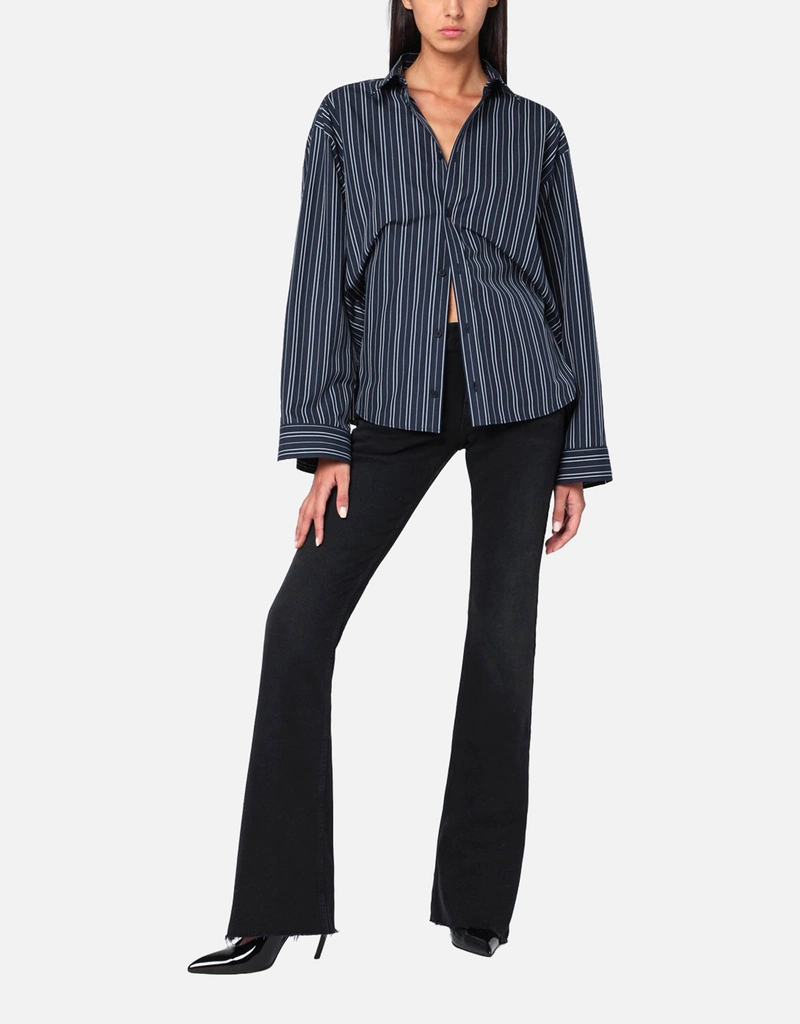 Balenciaga ネイビーブルーストライプコットンシャツ (トップス