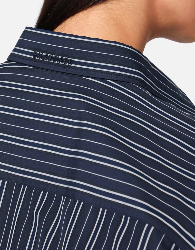Balenciaga ネイビーブルーストライプコットンシャツ (トップス