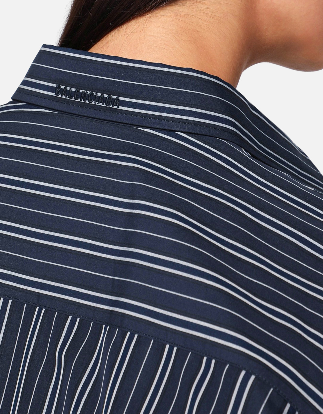 Balenciaga ネイビーブルーストライプコットンシャツ (トップス