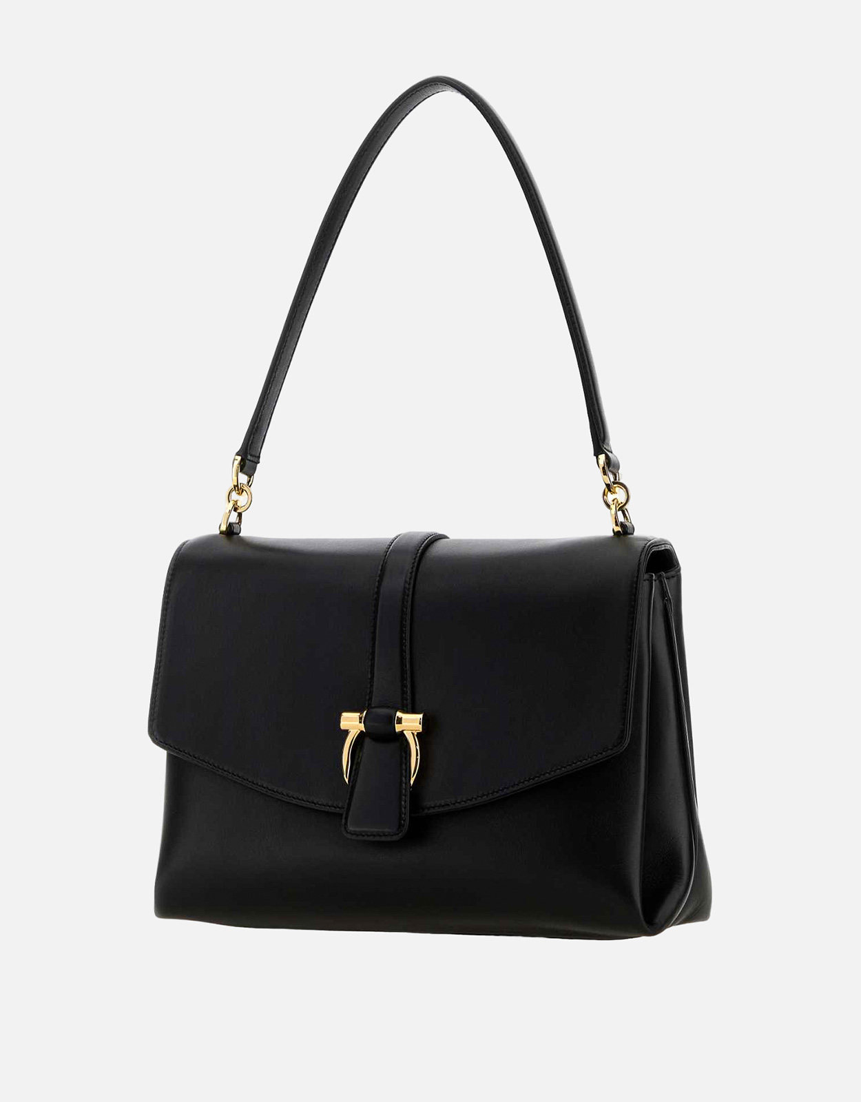 Salvatore Ferragamo ブラックカーフレザーショルダーバッグ () IFCHIC.COM