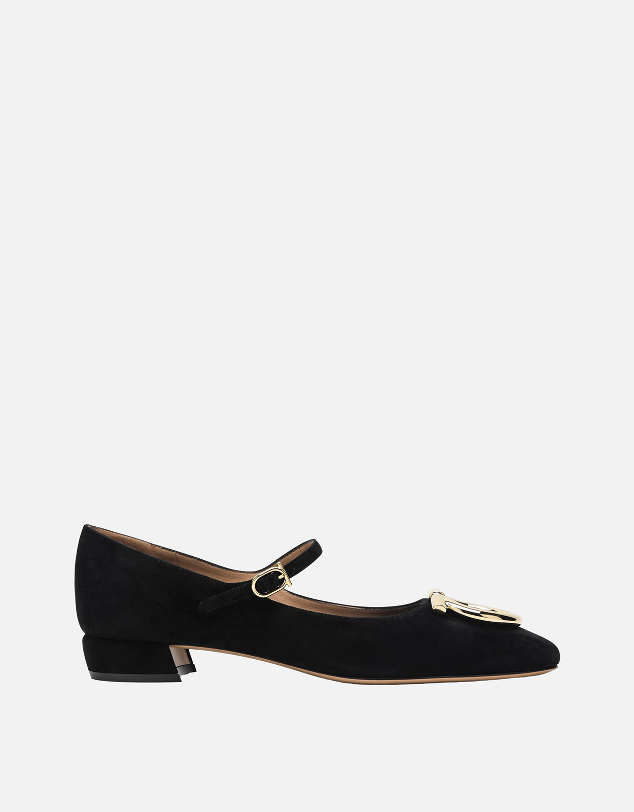 Salvatore Ferragamo ブラックレザーガンチーニヒールバレリーナ