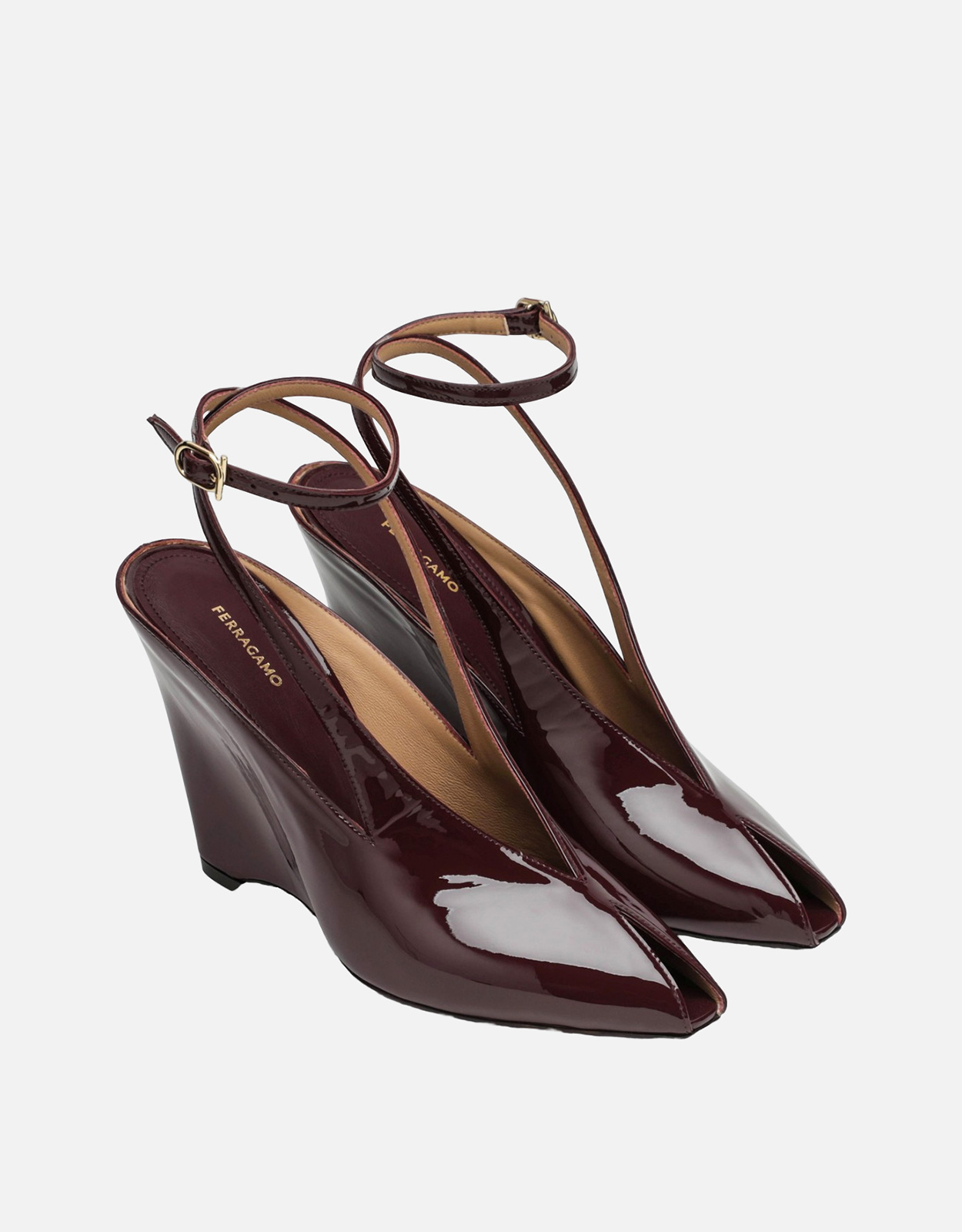 Ferragamo ネイビー ウェッジサンダル Salvatore Ferragamo レザーオープントゥウェッジサンダル (すべての