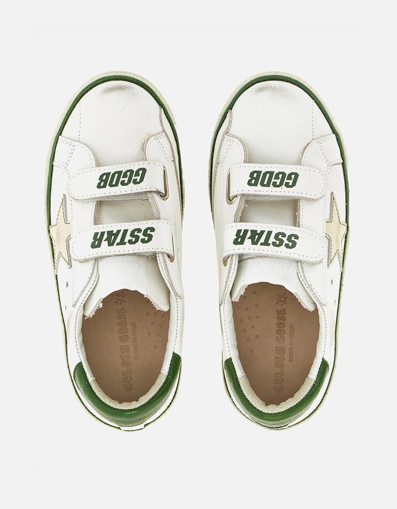 Golden Goose Kids ホワイトカウレザー製ヤングオールドスクール
