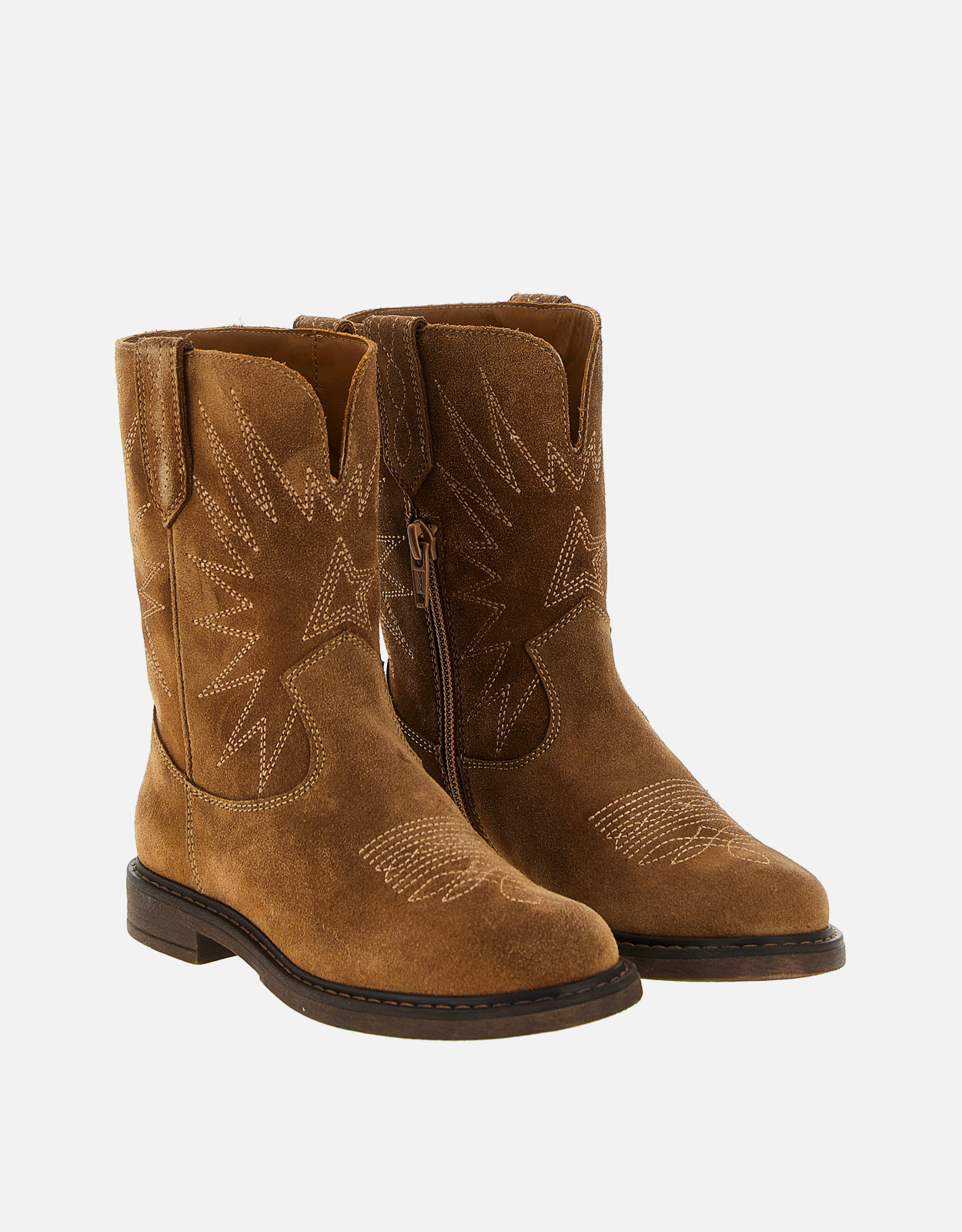 Golden Goose Kids キャメルスエードの星刺繍入りWish Youngブーツ