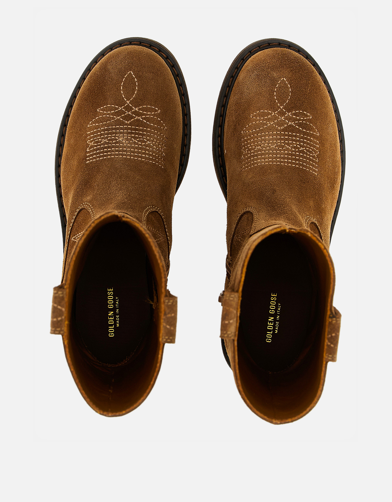 Golden Goose Kids キャメルスエードの星刺繍入りWish Youngブーツ