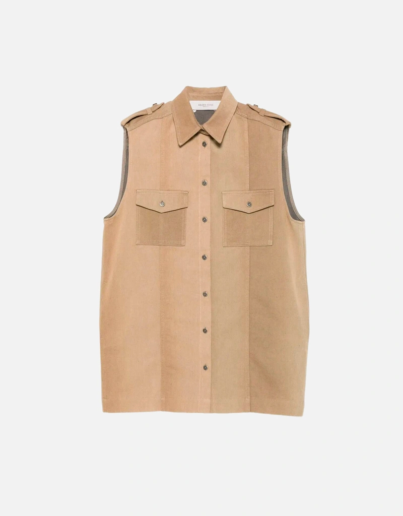 Golden Goose Shirt Dress In Sand-Colored Denim (All New In) IFCHIC.COM