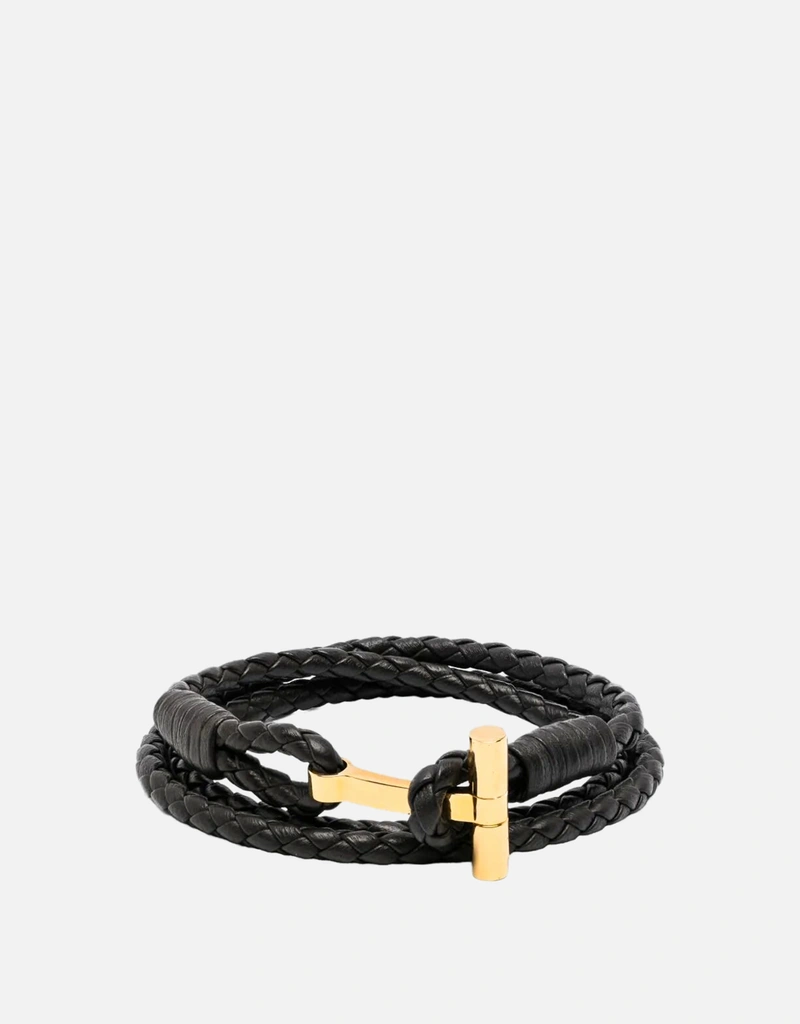 Tom Ford メンズ編み込みカーフレザーブレスレット (すべての新品