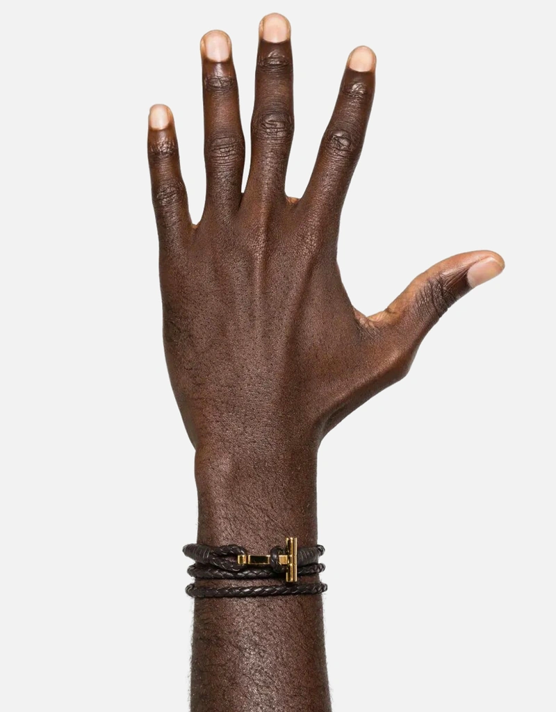 【特価】Dior 編み込みレザーブレスレット【美品】 Tom Ford メンズ編み込みカーフレザーブレスレット (すべての新品