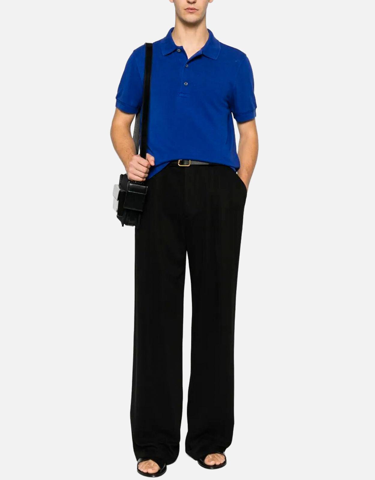 Tom Ford メンズコットンリヨセルピケポロシャツ (すべての新品