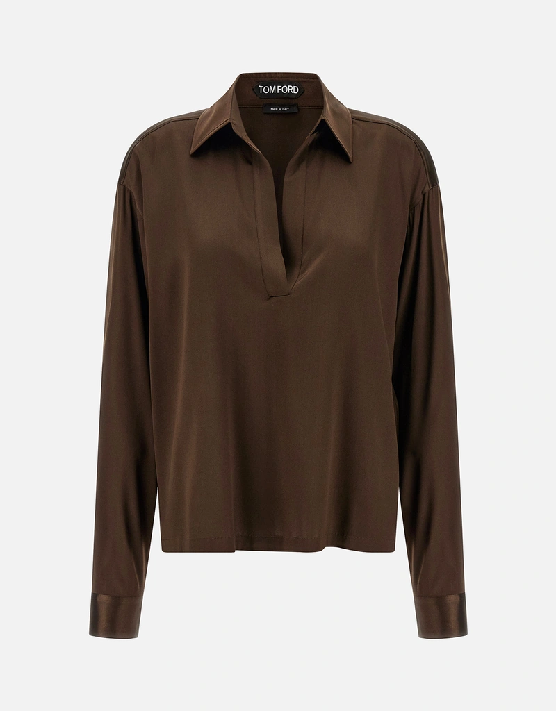 Tom Ford ストレッチシルクサテンポロシャツ (すべての新品) IFCHIC.COM