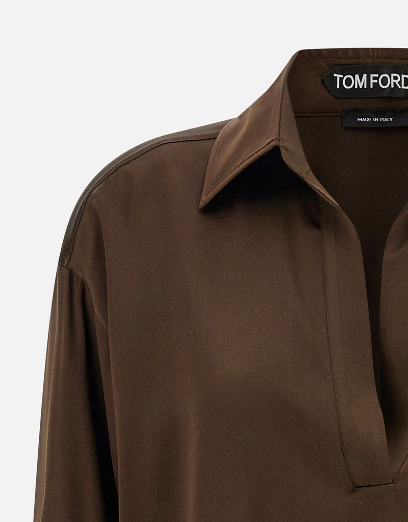 Tom Ford ストレッチシルクサテンポロシャツ (すべての新品) IFCHIC.COM