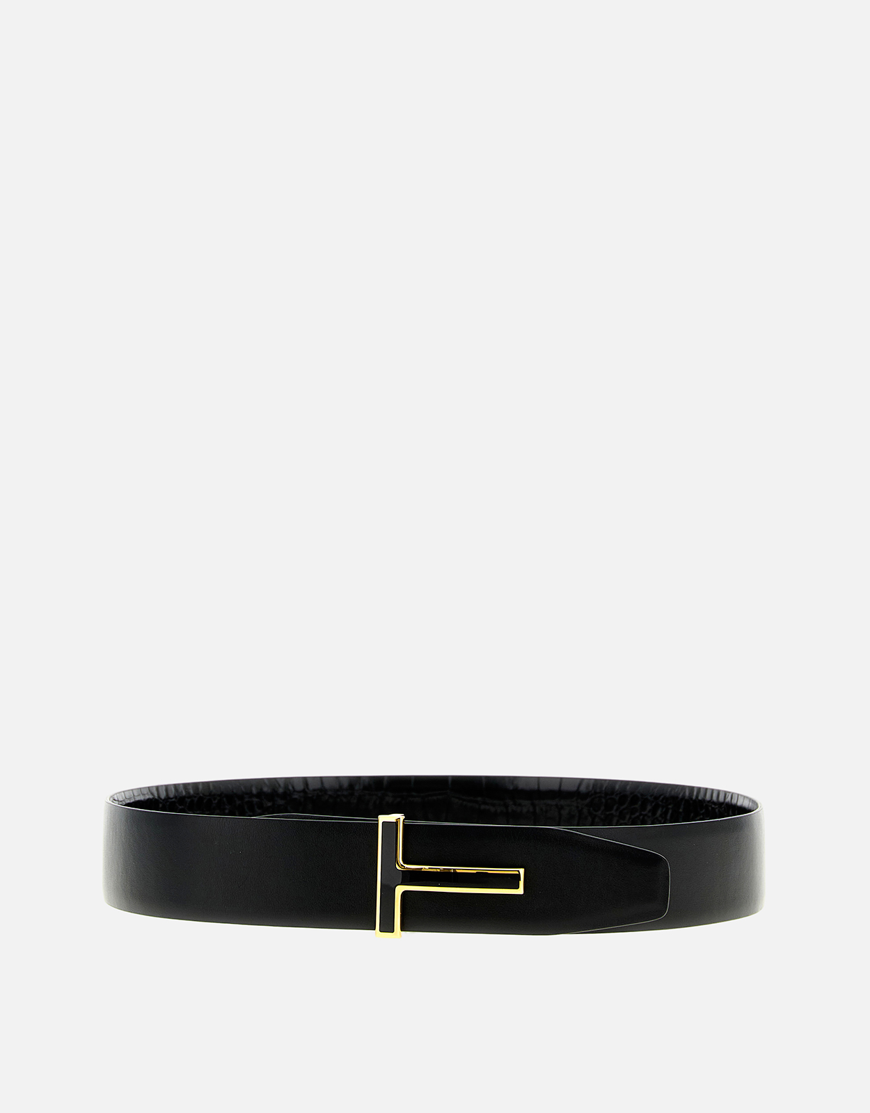 TOM FORD リアルクロコダイル　ベルト TOM FORD Men's Crocodile /Leather T-Icon Belt, Black size 105/42
