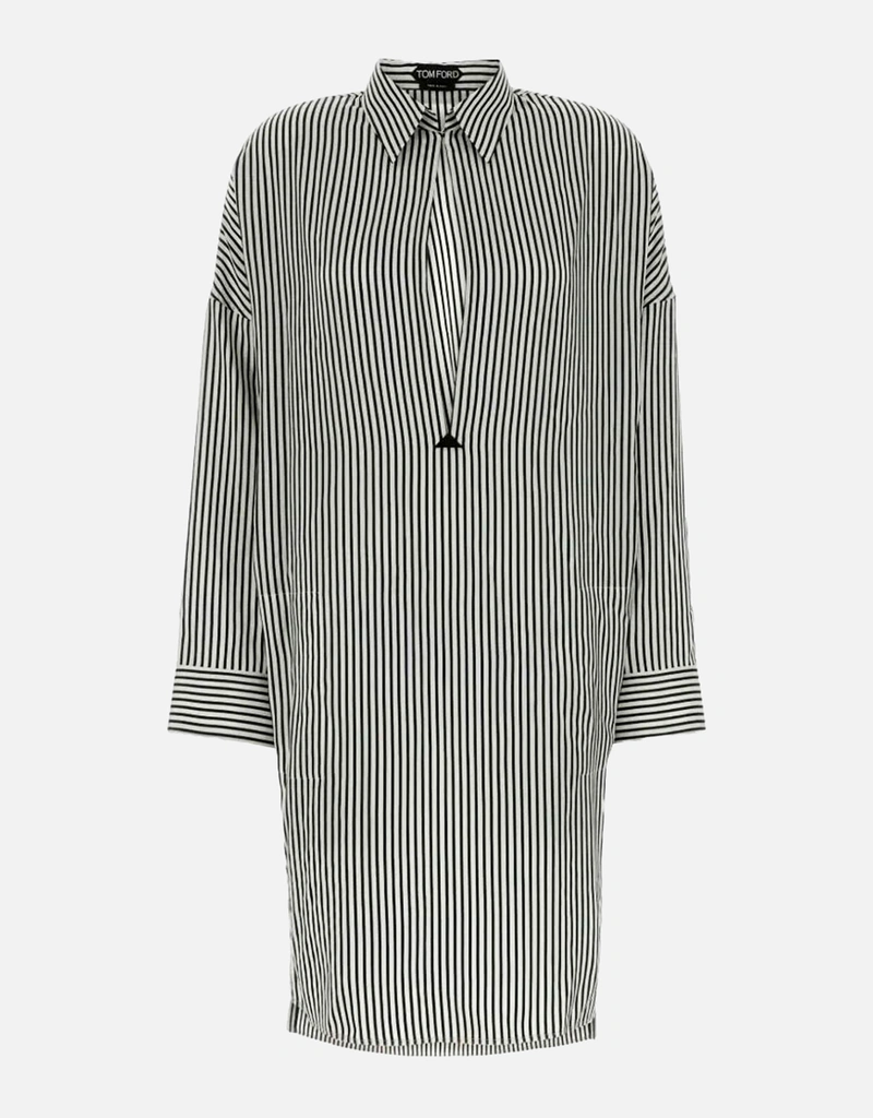 Tom Ford Shirt Dress Silk Striped Midi