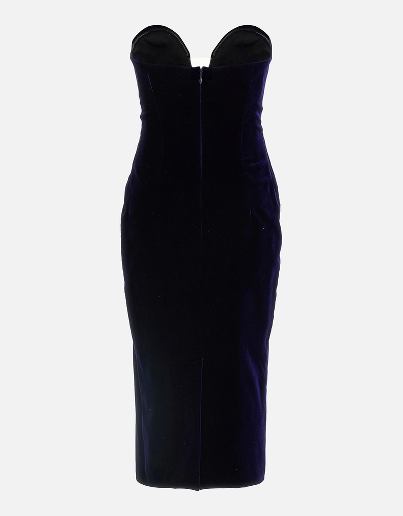 Tom Ford - Strapless Velvet Cocktail Dress in Viscose Purple Blue for Women - Size 36 Tom Ford - Strapless Velvet Cocktail Dress in Viscose Purple Blue for Women - Size 36