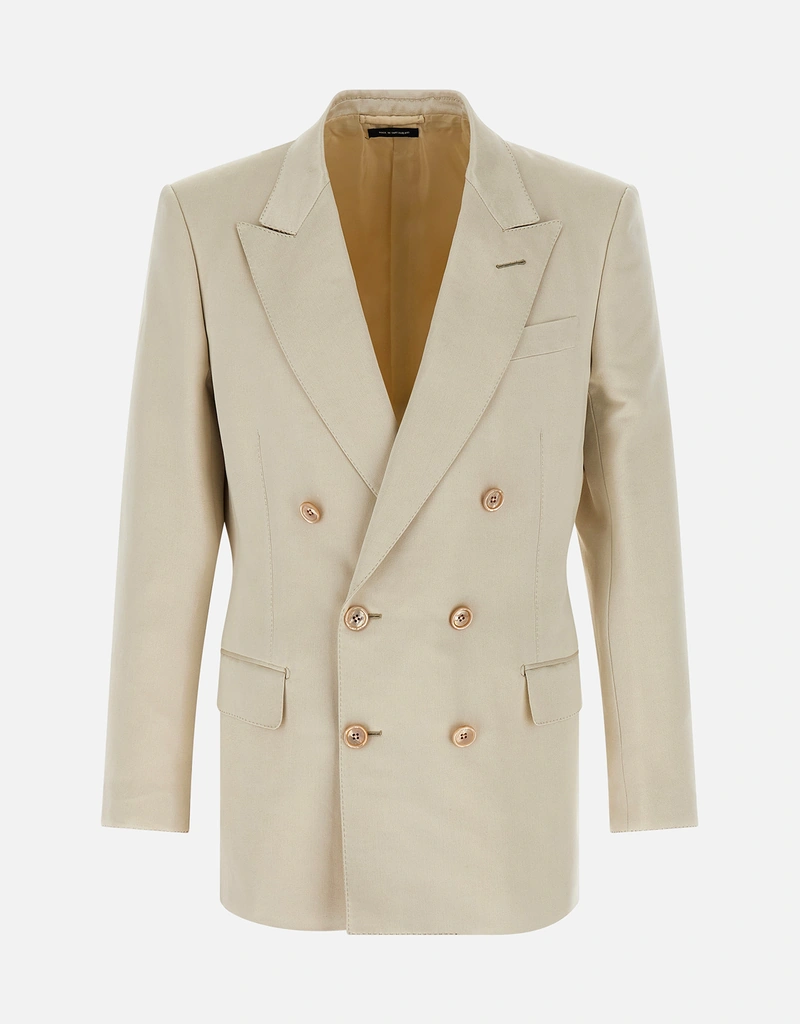 TOM FORD ベージュ スーツ 7-46 R Tom Ford Men's Textured Peached Satin Cotton Silk Blazer (All New