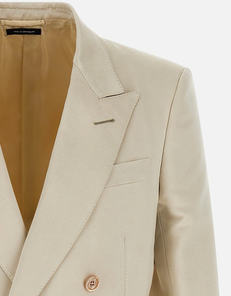 Tom Ford メンズテクスチャードピーチサテンコットンシルクブレザー