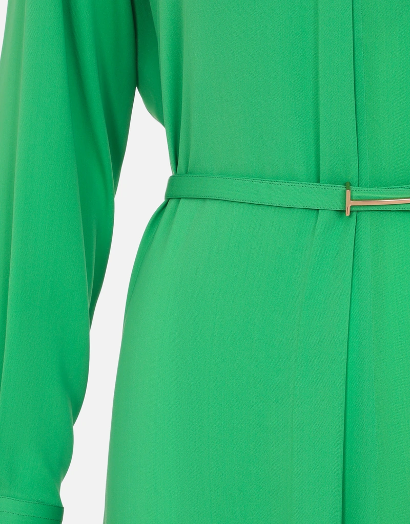 Tom Ford Washed Silk Georgette Long Sleeve Draped Collar Belted Dress with  Cut-Out (All New In) IFCHIC.COM