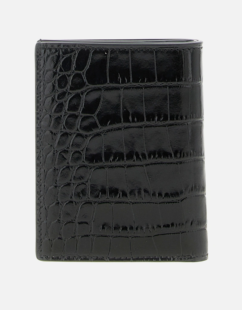 Tom Ford メンズクロコダイルプリントカーフレザーカードホルダー