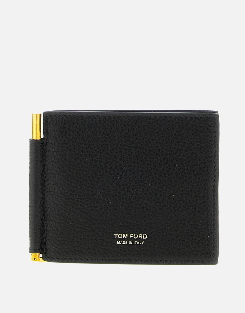 Tom Ford メンズ グレインドレザー マネークリップウォレット