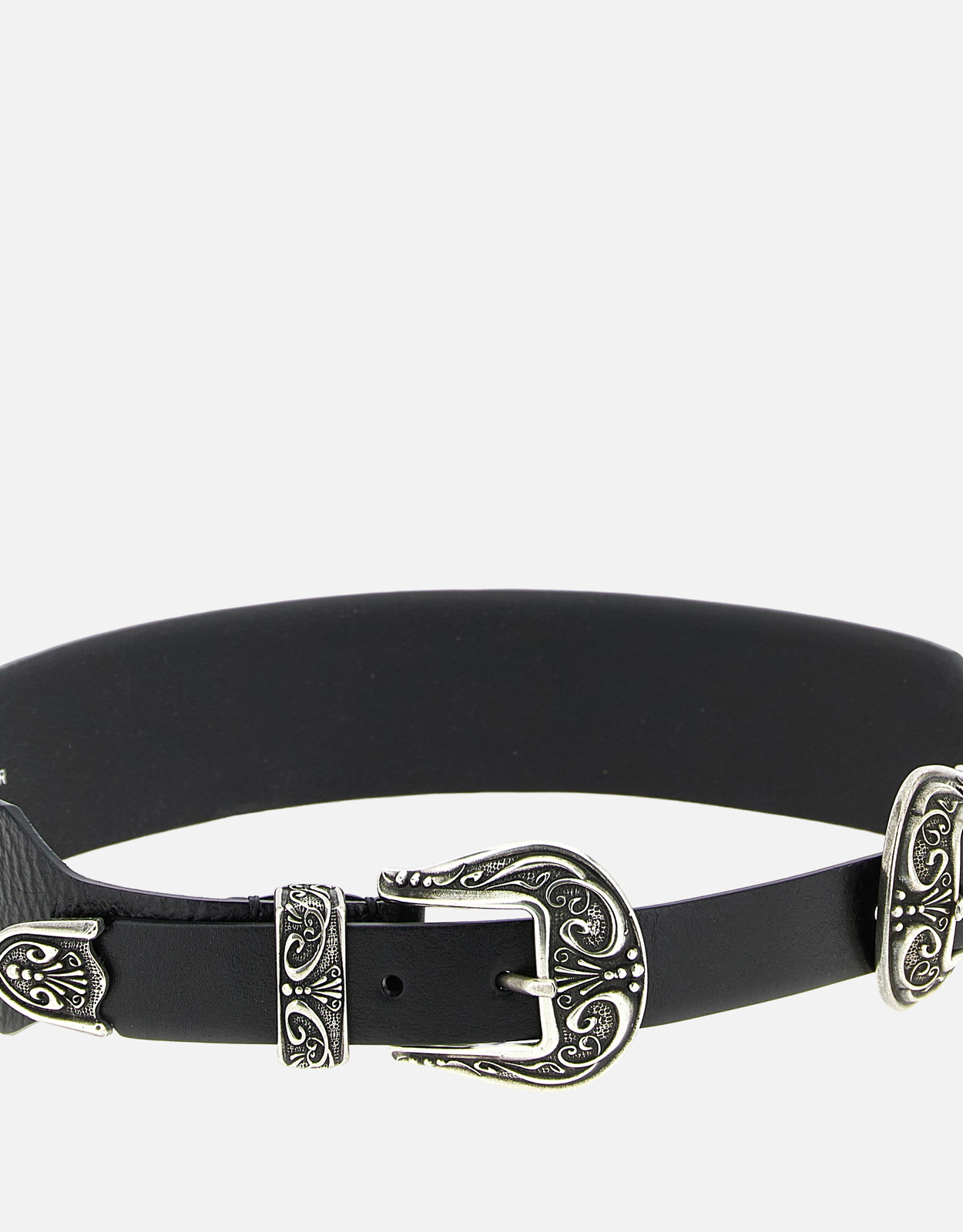 Golden Goose ブラックウォッシュドレザー ダブルバックルベルト