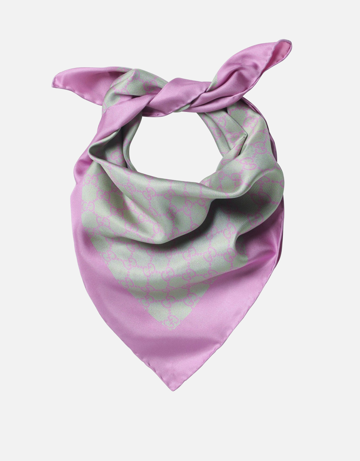 GUCCI Gucci Aqua Green And Pink Silk Twill Scarf　グッチ アクアグリーンとピンク シルク ツイル スカーフ