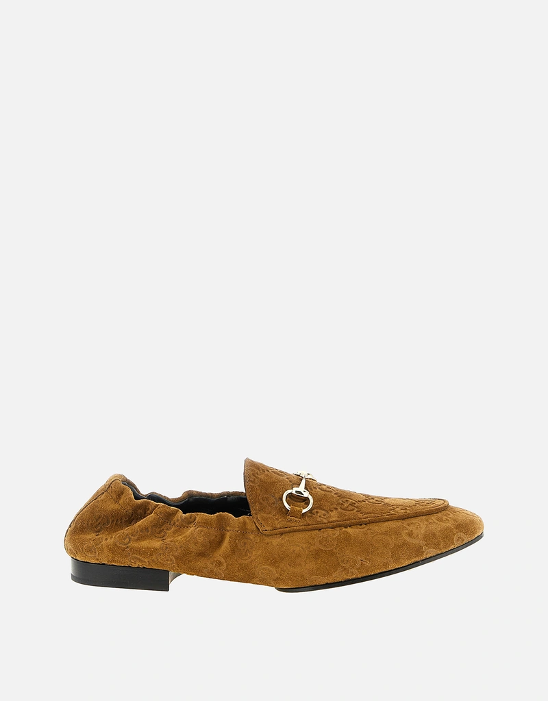 Gucci ブラウンGGスエードカーフレザー ローファー () IFCHIC.COM