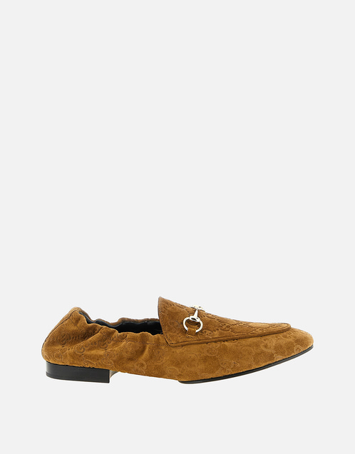 Gucci ブラウンGGスエードカーフレザー ローファー () IFCHIC.COM