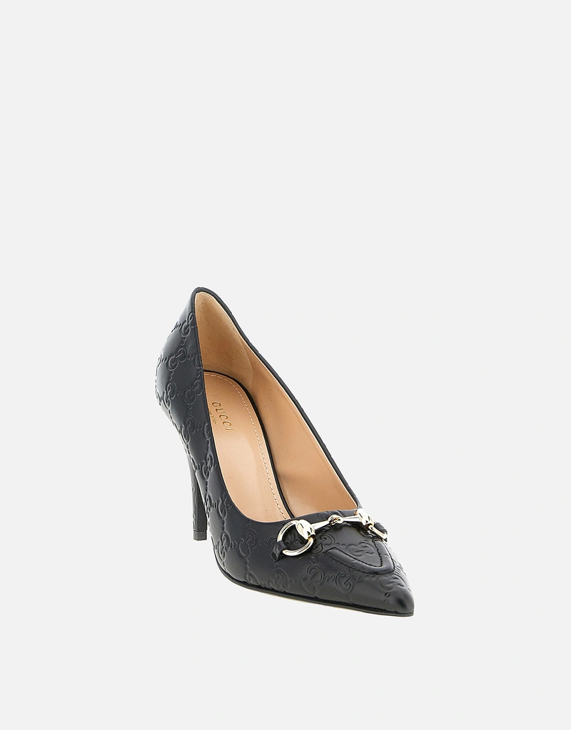 Gucci レディース レザー ホースビット ミッドヒール パンプス